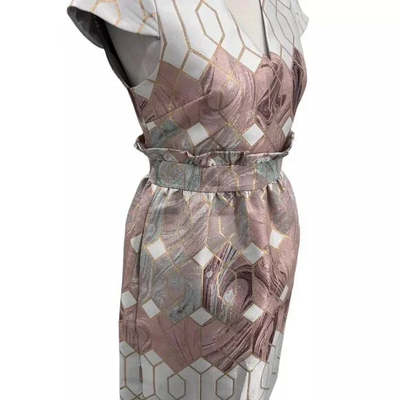 COPY - TED BAKER LONDON Ingrida Jacquard Dress Mid Rose Gold TB 4 sz - Picture 6 of 8